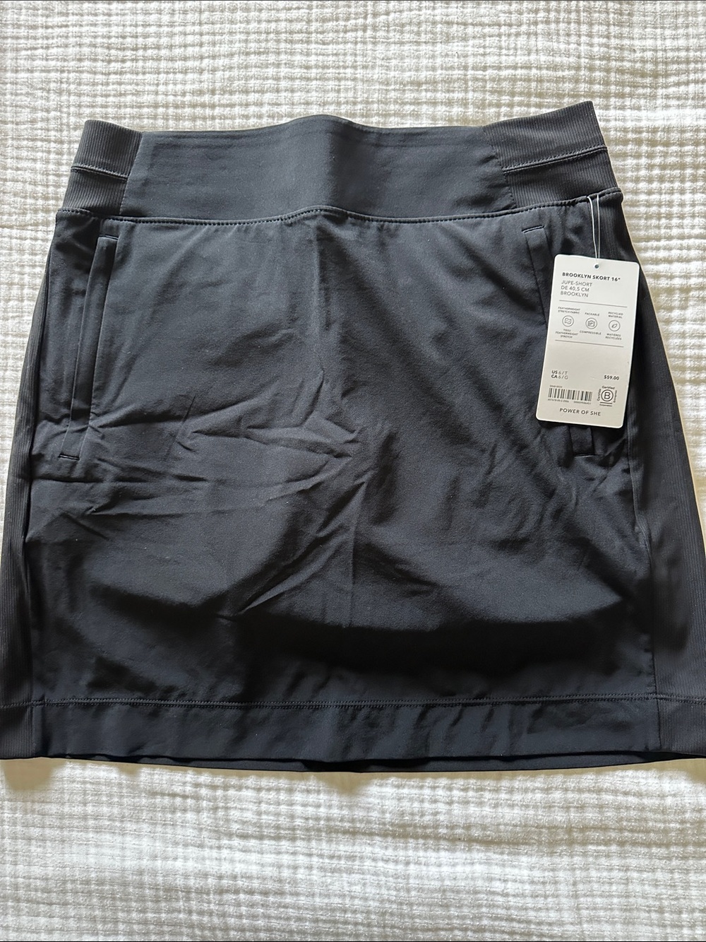 Athleta Black Active Mini Skort with Zip Pockets